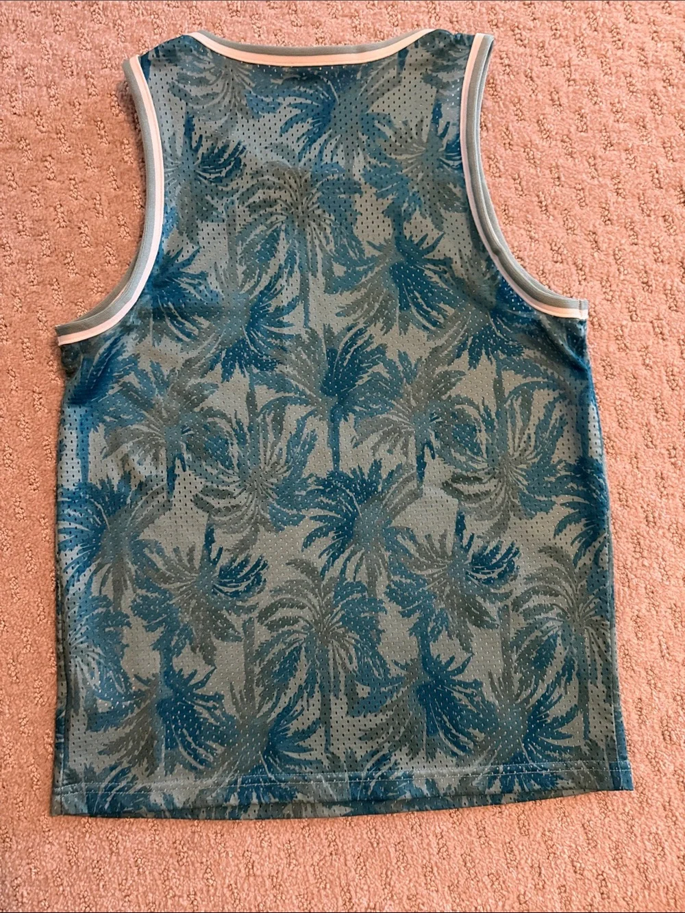 OshKosh B'gosh Teal Palm-Print Mesh Tank Top